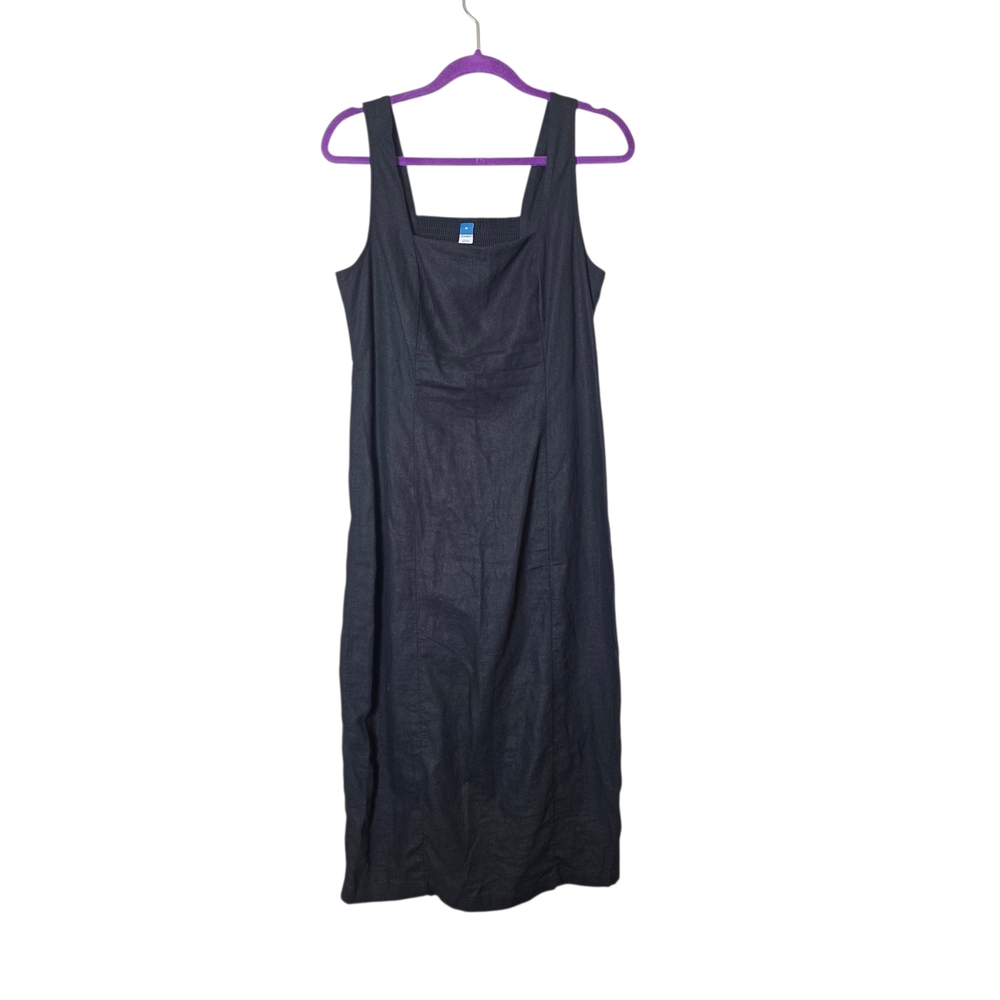 Old‎ Navy Linen Maxi Sheath Dress M Black Viscose Vacation Resortwear Beach